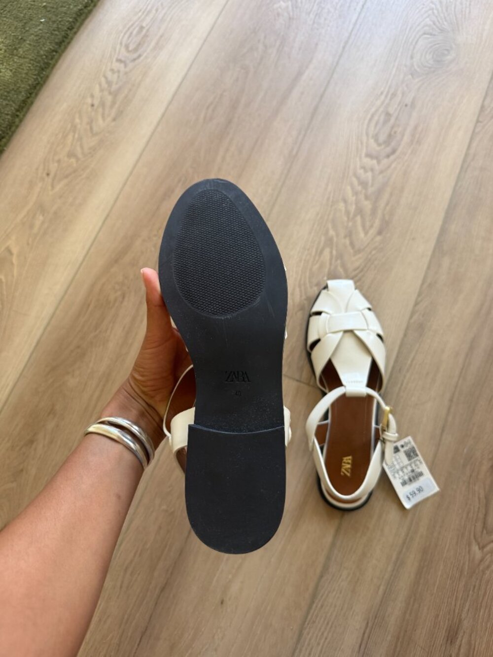 ZARA Size US 9 Flat Fisherman Sandals NWT White - Picture 6 of 7